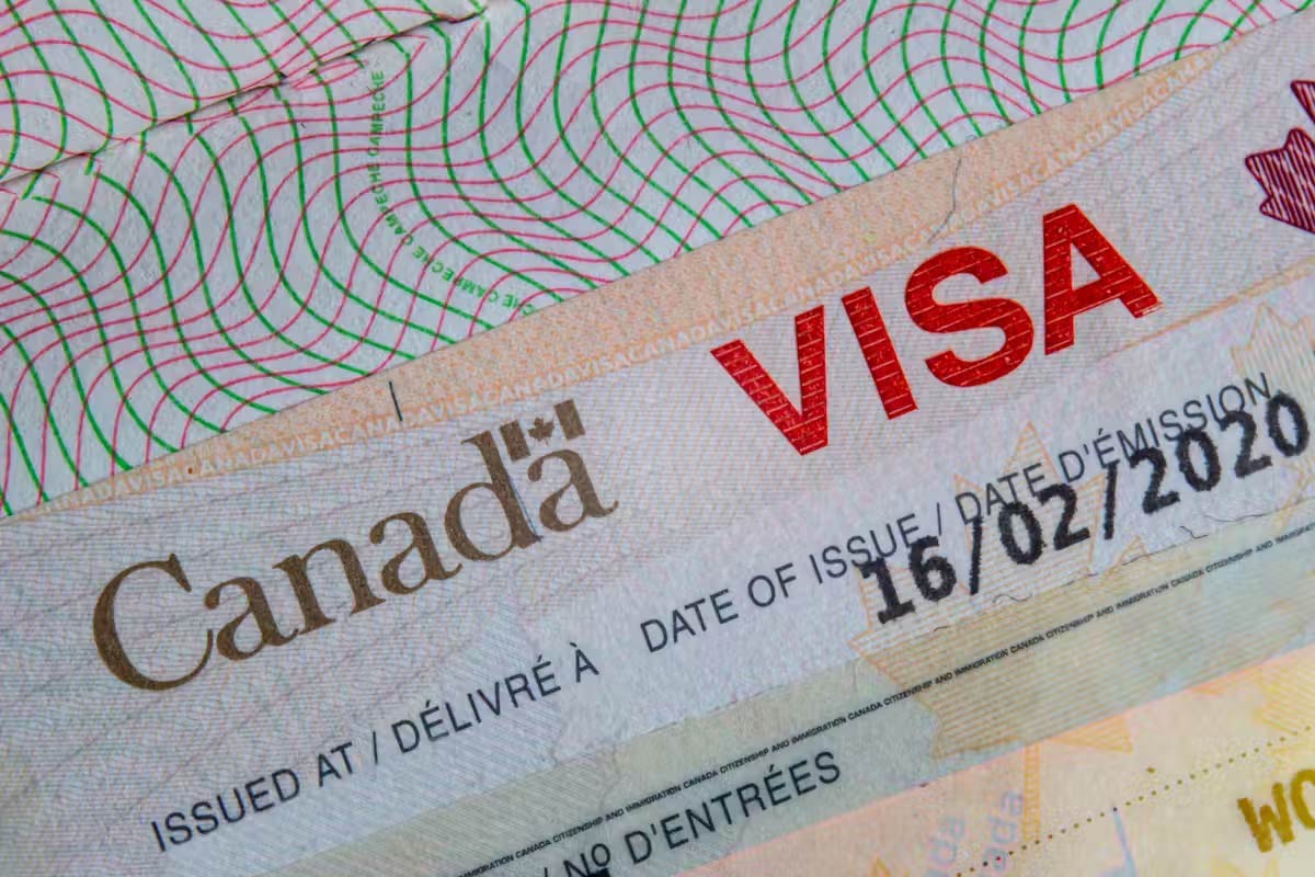 A Canadian visa in a passport