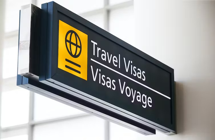 A sign that says 'Travel Visas'