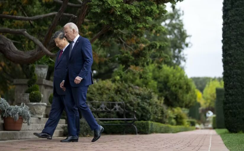 Joe Biden Walking with Xi Jin Ping.