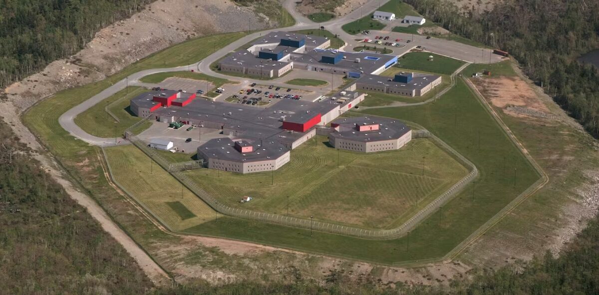Aerial view of a prison.